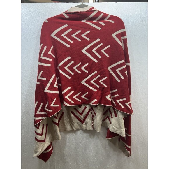 Duluth Trading Co OS Shawl One size Red Beige Poncho Womens - Picture 4 of 6